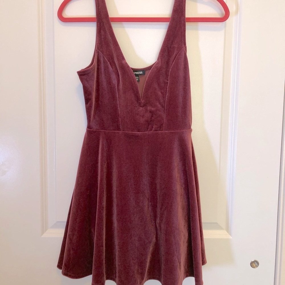 EXPRESS Velvet Skater Mini Dress